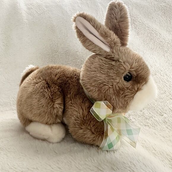 Ty Classic Easter Bunny Rabbit Plush Stuffed Animal 11" Brown Green Ribbon 2007 - Picture 1 of 4